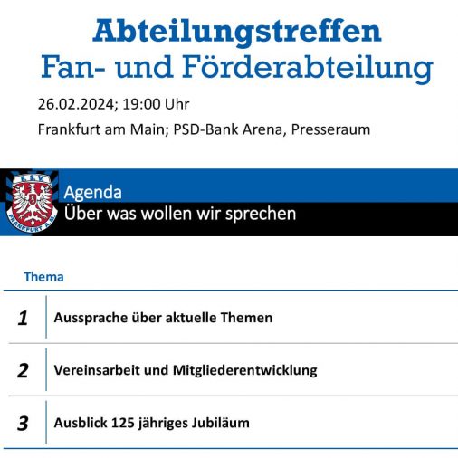 News 22.02.2024 - Fan- und Förderabteilung